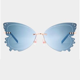 Betsey Johnson Blue Butterfly Ladies Sunglasses 10266354.CGR GLDBLU