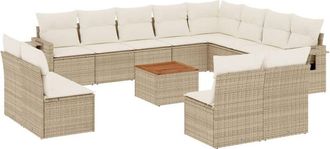 vidaXL Set Sof&aacute;s De Jard&iacute;n Con Cojines 13 Pzas Rat&aacute;n Sint&eacute;tico Beige Vidaxl