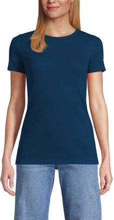 Lands End Cotton Rib T-shirt in Baltic Teal at Nordstrom, Size X-Small P
