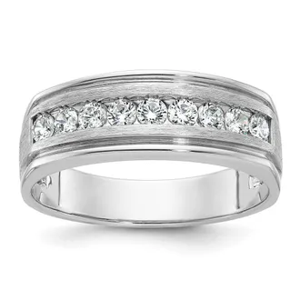 Diamond2Deal 14k White Gold Lab Grown Diamond 9-Stone Band Ring 1/2Ct Clarity- VS Color- G-H