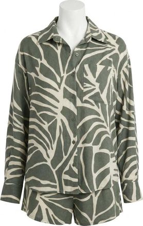 Z Supply Alfie Tova Palm Button Up Top In Tea Leaf