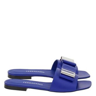 Ferragamo Lyana Double-Bow Slides, Size 7 C