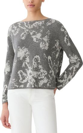 Lafayette 148 New York Bateau Neck Jacquard Wool & Cashmere-Blend Sweater