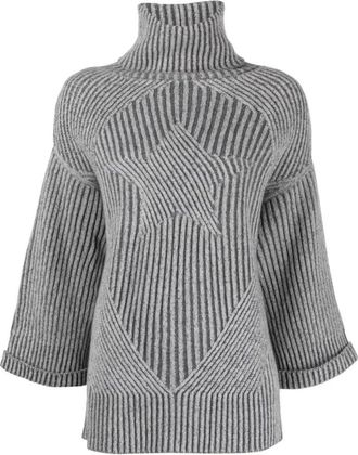 Lorena Antoniazzi Grijze Gebreide Turtleneck Sweater - Dames - Coltruien - Grijs - M - Wol - Truien & Vesten