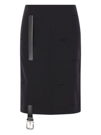 HODAKOVA belt-detail midi skirt - women - Wool/Leather - M - Black
