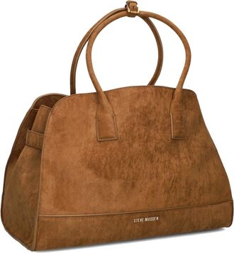 Steve Madden Tassen, Dames, Bruin, ONE Size, Wol, Beige Leren Schoudertas Bharlii