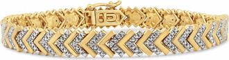 House of Brilliance 925 Sterling Silver 1/6 Cttw Round-Cut Diamond Chevron Wave 7.25 Link Bracelet