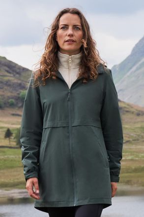Mountain Warehouse Hilltop Womens Waterproof Jacket with Side Pockets Outdoors Rain Coat Forest Green - Size 22 UK
