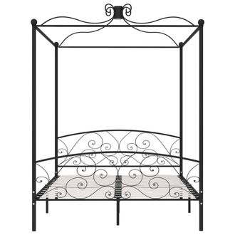 Berkfield Home Elegant Canopy Bed Frame Black Metal 160x200 cm