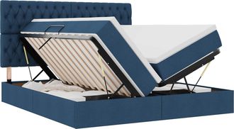 vidaXL Cama De Almacenamiento Led Con Colch&oacute;n Azul 180 X 200 Cm Tela Vidaxl