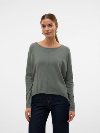 Vero Moda Rundhalspullover VERO MODA VMBREEZE AURA LS ZIPPER BLOUSE NOOS, Damen, Gr. L, gr&uuml;n (balsam gr&uuml;n), Strick, Obermaterial: 52% Viskose, 28% Polyester, 20