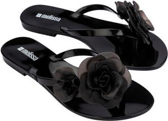 Melissa Harmonic Petals Flip Flop in Black at Nordstrom, Size 10