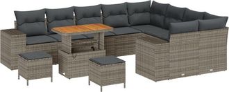 vidaXL Garden Sofa Set with Cushion with Storage 12 pcs Grey vidaXL