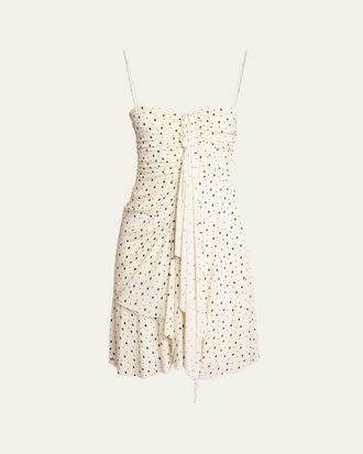 Isabel Marant Gemma Polka-Dot Draped Mini Dress