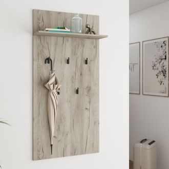Dmora Appendiabiti Rovella, Set Fissaggio A Muro Incluso, 5 Ganci, Installazione A Muro, 137h Cm Marrone Rovere