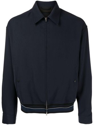 3.1 Phillip Lim stripe-trim shirt jacket - men - Polyester/Cupro - M - Blue