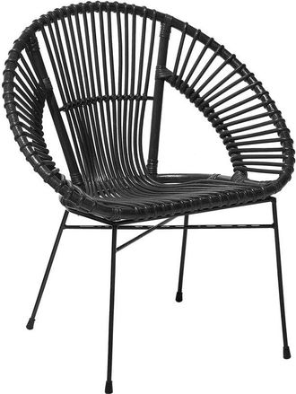 Beliani Beliani - Silla de ratán negra patas de metal negro sala de estar comedor Sarita