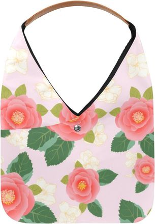 Generic Camellia Pretty Reusable Lightweight Grocery Bags - Foldable Into Compact Pouch, Washable & Sturdy, Multipurpose for Shopping and Travel