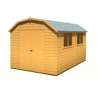 Shires Barn 12x8 DD Premium Sheds - L257.4 x W371.4 x H225.6 cm in Light Tan