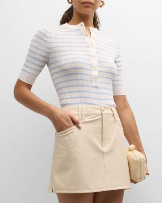 A.L.C. Fisher Pleated Button-Front Top