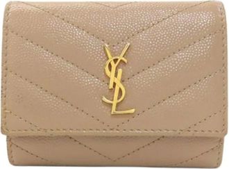 Saint Laurent Pre-owned Wallets, female, Beige, Size: ONE SIZE Pre-owned Leather Key Holder