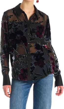 Allison New York Sade Button Down Top In Black Floral