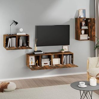 Berkfield Home Classic 4 Piece TV Cabinet Set Smoked Oak Engineered Wood in Brown
