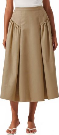 Astr Laila Midi Skirt In Khaki