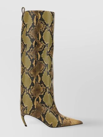 The Attico snakeskin pattern knee length stiletto boots