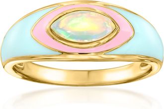 Ross-Simons Opal Ring With Pastel Pink and Blue Enamel in 18kt Gold Over Sterling