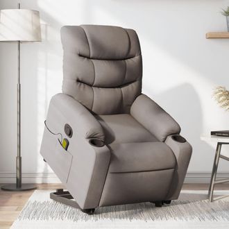 vidaXL Vidaxl - Sill&oacute;n Reclinable De Masaje Elevable Tela Gris Taup&eacute;