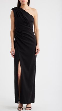Vince Camuto Draped One-Shoulder Crepe Gown in Black at Nordstrom, Size 10