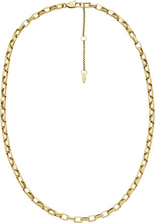 Fossil Womens Archival Core Essentials Gold-Tone Stainless Steel Chain Necklace