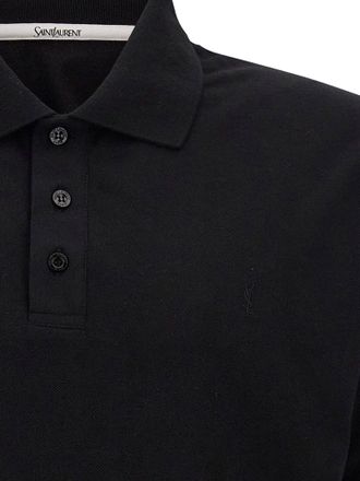 Saint Laurent Cotton Blend Polo Shirt With Cassandre Embroidery-Uomo