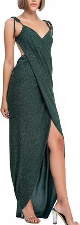 Kikiriki Wrap Green Glitter Dress In Dark Green Glitter