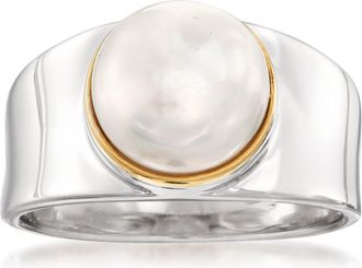 Ross-Simons 9.5-10mm Cultured Pearl Ring in Sterling Silver With 14kt Gold
