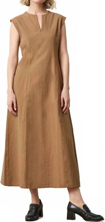 Lilla P Twill Princess Seam Maxi Dress In Pecan