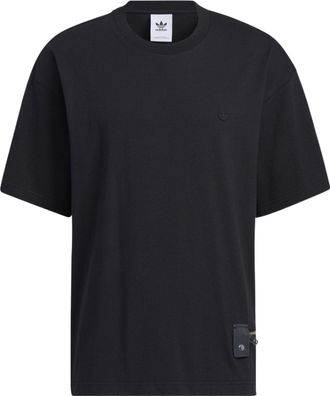 adidas originals Zipper Ss Tee Solid Color Sports Round Neck Short Sleeve Black HH9438
