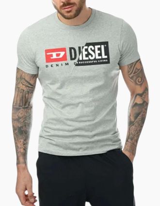 Diesel Mens DIESEL T DIEGO CUTY Mens T Shirt Crew Neck Short Sleeve Maglietta Duel Logo Tee - Grey - Size: 40