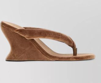 Balenciaga velvet thong wedge mules