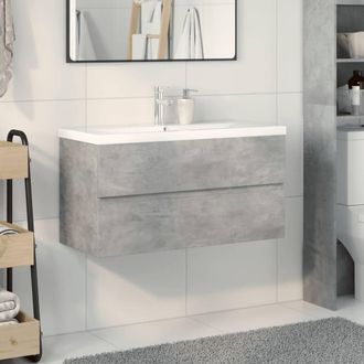 Berkfield Home Durable 2 Piece Bathroom Furniture Set Concrete Grey Engineered Wood