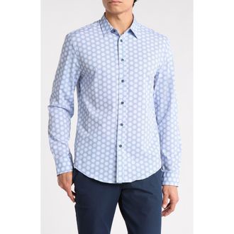 Brooklyn Brigade Geometric Button-Up Shirt in White/Blue at Nordstrom Rack, Size X-Large