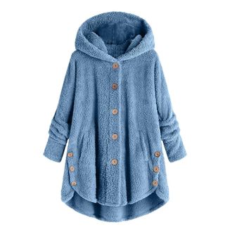 Generic Bed Jackets For Women Plus Size Fuzzy Fleece Coat Cozy Button Jacket 2025 Trendy Formal Cardigans Women (2-Sky Blue, XL)