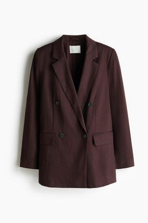 H&M Double-breasted Blazer in Dark Brown at Nordstrom, Size Xx-Large