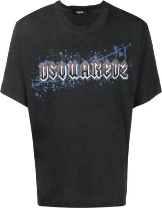 Dsquared2 Graphic Branded Katoenen T-Shirt - Heren - T-shirts - Zwart - L - Katoen - Tops