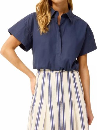 Marie Oliver Sierra Button Down Top In Navy