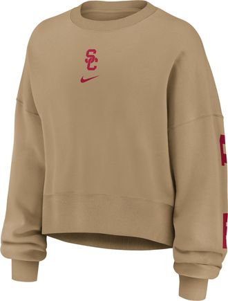 Nike USC Phoenix 2-Hit Nike Womens College Pullover Crew in Brown | 01D72FESCJ-ZEE