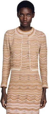 Sandro Decorative knit cardigan in Brown at Nordstrom, Size X-Small