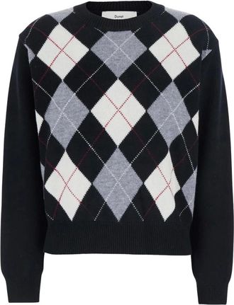 Dunst Truien & Vesten, Dames, Zwart, XS, Wol, Argyle Ronde Hals Trui