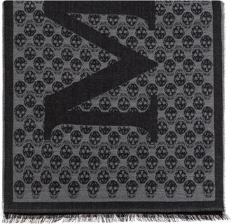 Alexander McQueen Sjaal met een opvallend schedel motief - Heren - Sjaals - Zwart - ONE Size - Wol - Accessoires